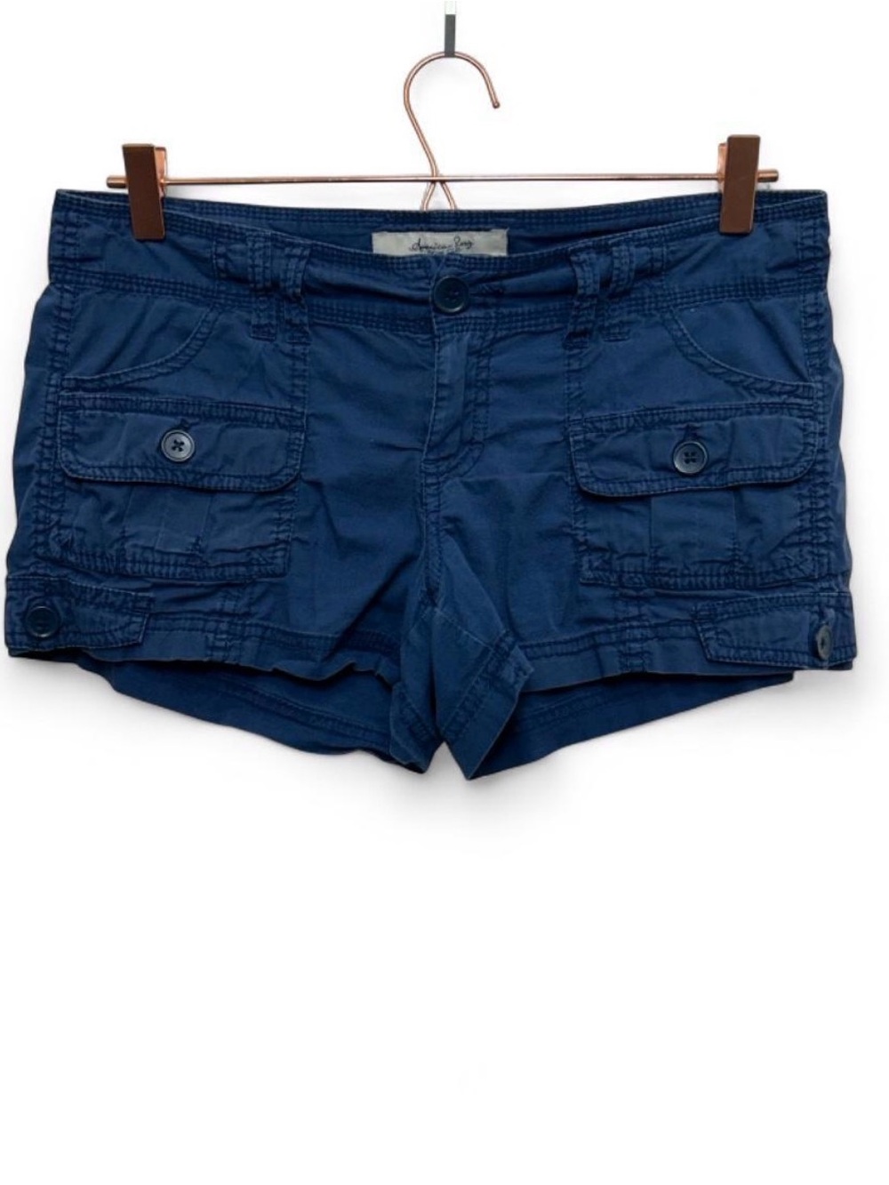 American Rag Cargo Shorts Womens 5 Blue Y2K Utility Stretch Cotton